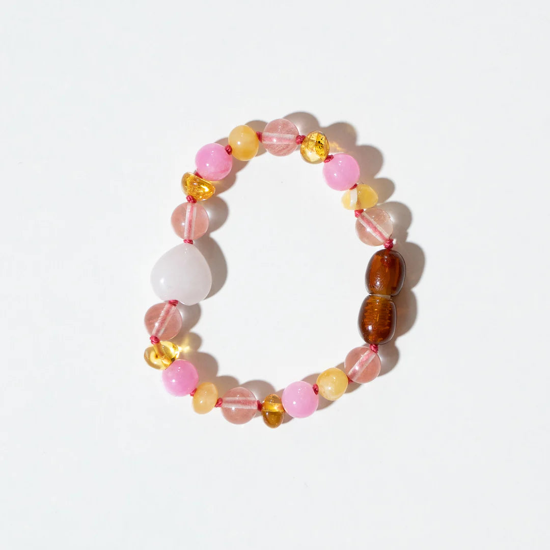 Bernstein- und Edelsteinarmband - Bondi - 14 cm - Kinder 0-3 Jahre - Nirrimis