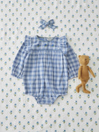 Babyromper met ruches en borduursel - Carreaux Celestine - Emile et Ida - voorkant