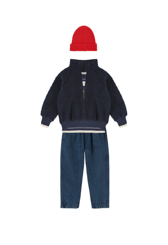 Soepele denim broek met elastische taille - Donkerblauw - Pantalon Garcon - Emile et Ida - lifestyle - afbeelding 3