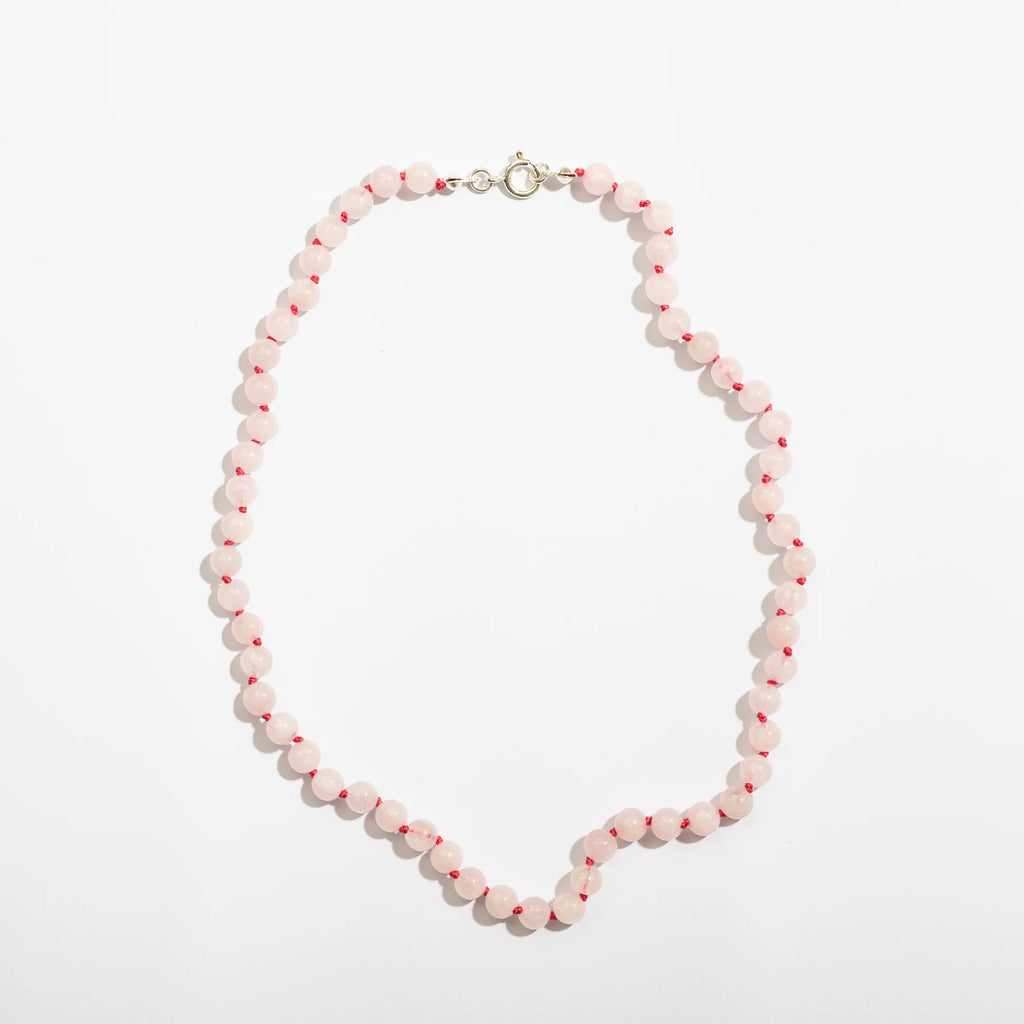 Rose Quartz Adult Necklace – Women's natural rose quartz necklace – 925 sterling silver clasp – Nirrimis