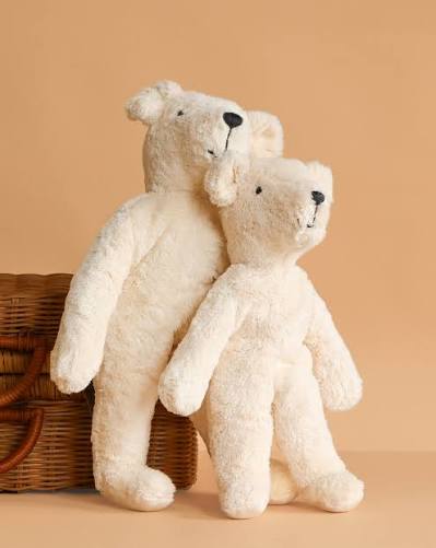Knuffelbeer - Floppy Animal Bear Small - Biologisch katoen & schapenwol - White - Senger