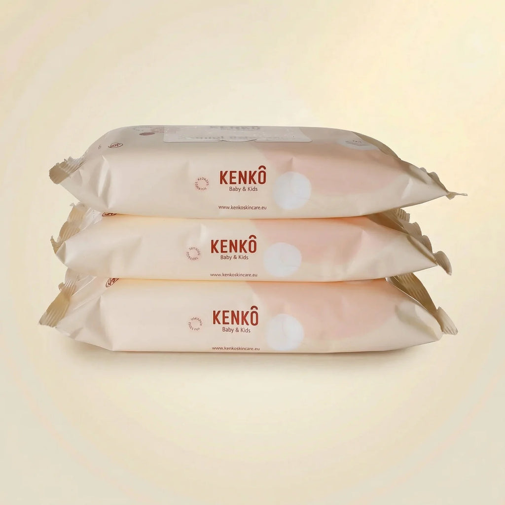 Natuurlijke Babydoekjes met luiercrème - Set van 3x 54 stuks - Kenkô - verpakking