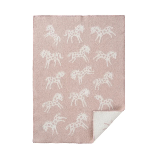 Wiegdeken Pony - Biologisch wol - Roze/pink - 65x90 cm - Klippan voor