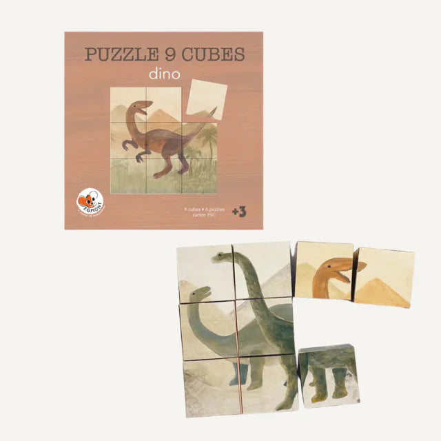 Cube puzzle - Dinosaur - 6 types - FSC cardboard - 3+ years - Egmont Toys