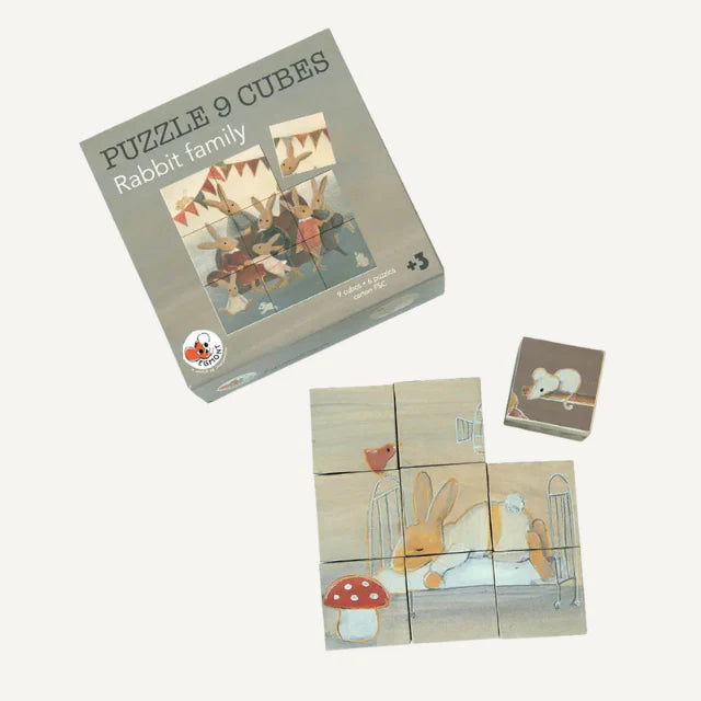 Kubus puzzel - Familie konijn - 6 soorten - FSC karton - 3+ jaar - Egmont Toys
