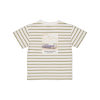 T-shirt met print Bas - Katoen - Groen/White stripes - Levv Labels achter