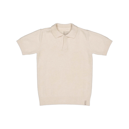 Fijngebreide polo top Boran - Katoen - Ecru/Soft White - Levv Labels voor