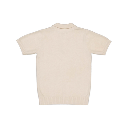 Fijngebreide polo top Boran - Katoen - Ecru/Soft White - Levv Labels achter