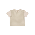 T-shirt Martin - Biologisch katoen - Taupe lines - Levv Labels voorkant