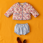 Luierbroekje - Bloomer Maud - Biologisch katoen - Oxford Blue/blauw - Louise Misha setje met jas