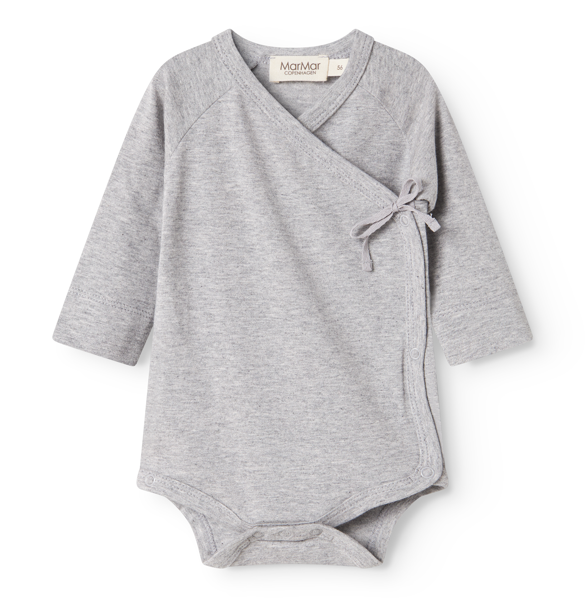 MarMar Copenhagen Belita Wikkelromper met Lange Mouwen – Zacht Baby Romper  Biologisch Katoen & TENCEL™ Modal grey melange grijs