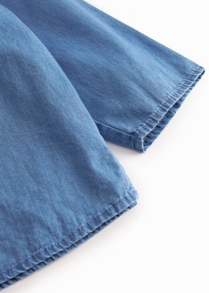 Top Troy - Katoen - Light Denim/Blauw - MarMar Copenhagen mouw