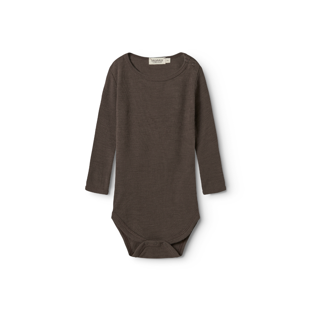 Romper Bense rib - Merino wol - MarMar Copenhagen terre donkerbruin