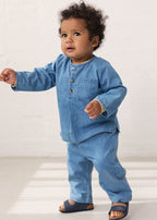 Broekje Panto - Katoen - Light denim/blauw - MarMar Copenhagen baby