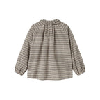 Blouse top Takari scarf - Biologisch katoen - Pilot Navy Check - Marmar Copenhagen achterkant