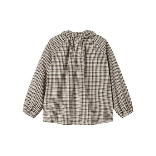 Blouse top Takari scarf - Biologisch katoen - Pilot Navy Check - Marmar Copenhagen achterkant