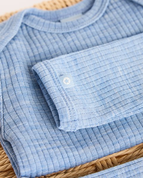 Merino woll romper – Light Blue Melange – 100% merinowol – Smallstuff