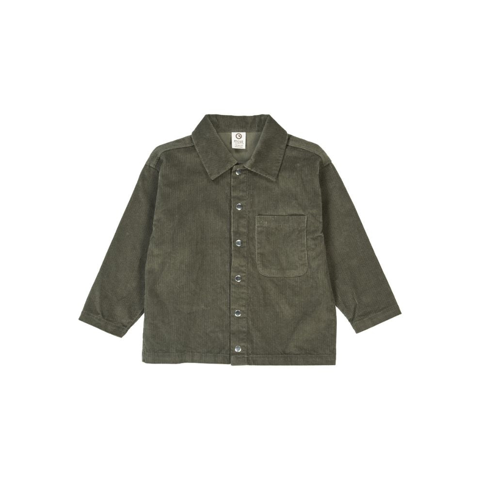 Overhemd top - Corduroy - Biologisch katoen - Deep green/groen -  Müsli by Green Cotton voor