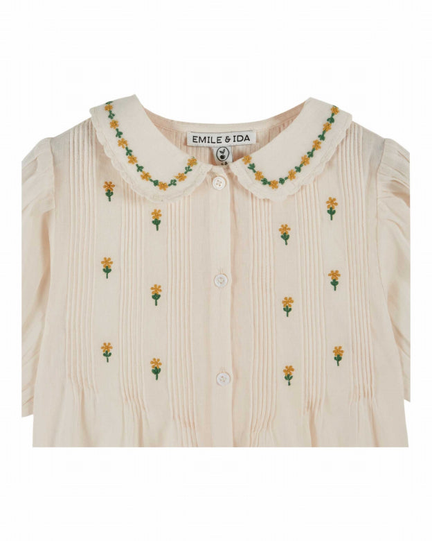 Top kurze Ärmel - Bluse Brodee - Bio-Baumwolle - Creme - Emile et Ida
