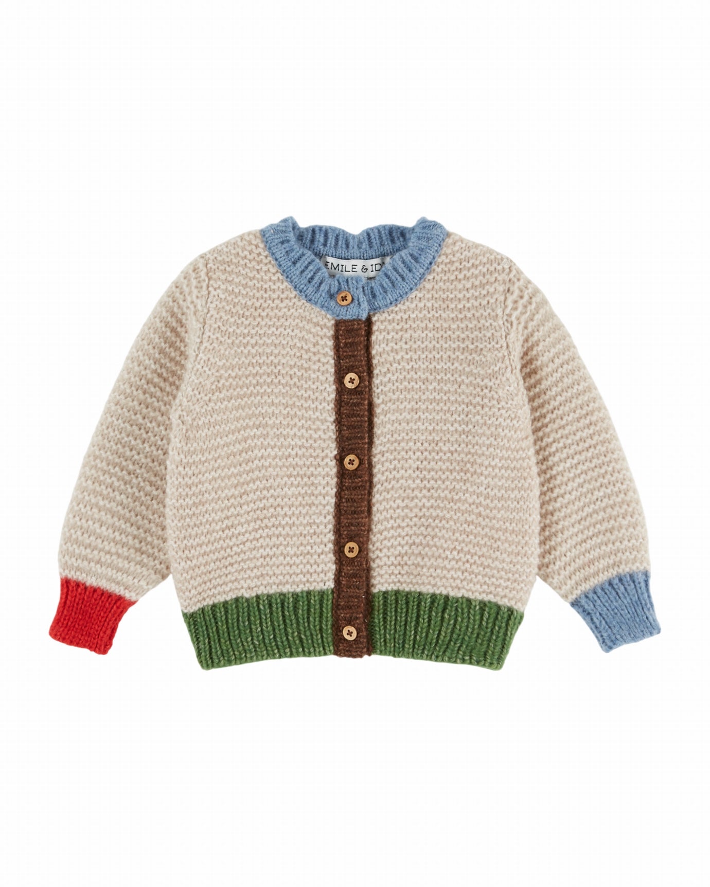 Colorblock vest - Farine Rouge - Merinowol & Mako-katoen - Emile et Ida - voorkant