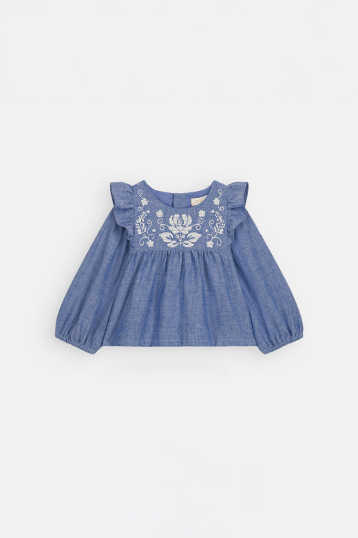 Top Bottom Mikani – Set Light Blue Denim – 100% Biologisch Katoen – Louise Misha