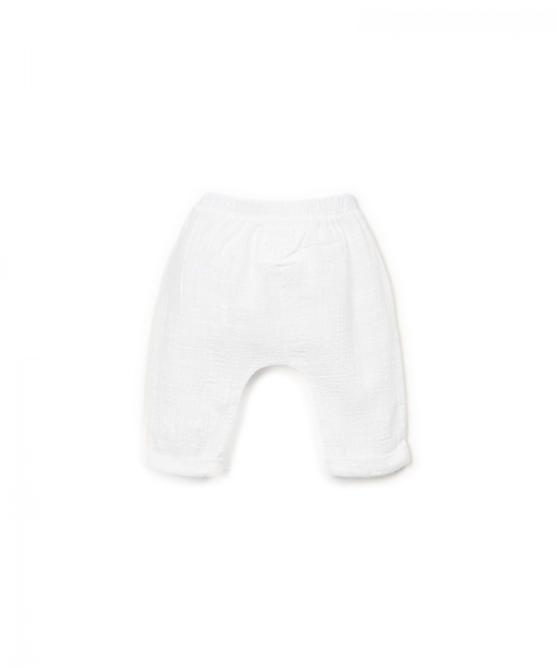Zomerbroekje - Woven Trousers - Biologisch katoen - Wit - Playup - achterkant