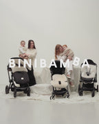 Kinderwagenfäustlinge aus Merino-Lammfell – Schwarz + Toast – BINIBAMBA