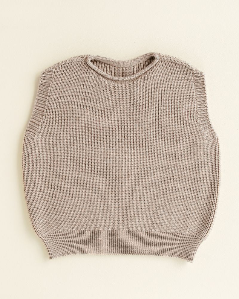 Vest Harvey Kids - 100% extra fine Italiaanse merino wol - HVID - pebble