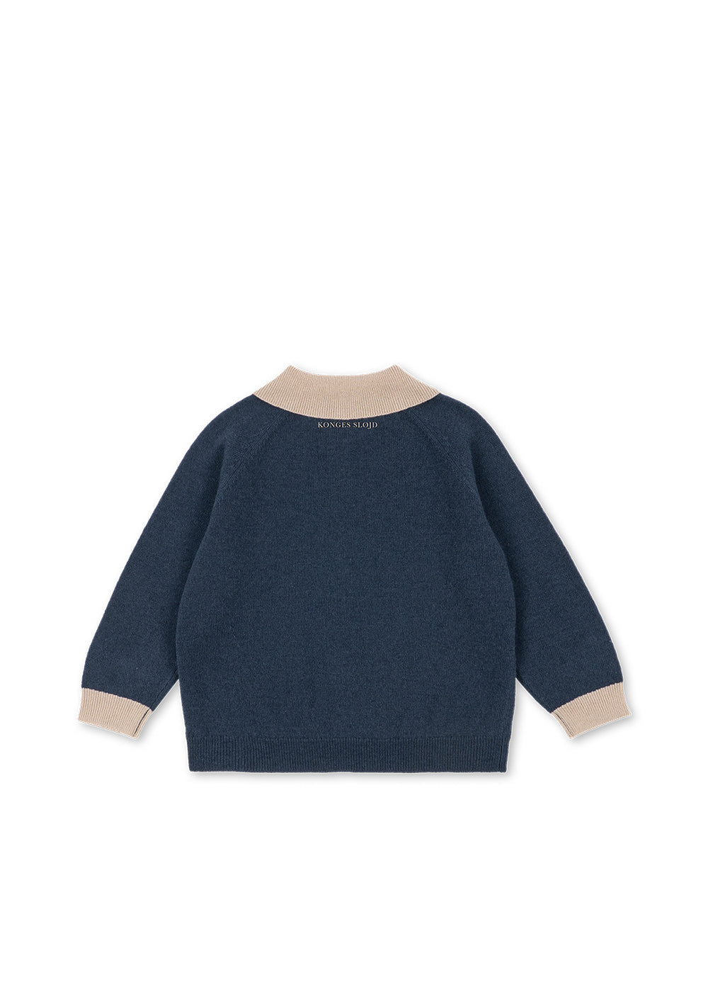 Polo en laine Basi – Dark Blue Stripe – Konges Sløjd : dos du polo en laine bleu foncé.