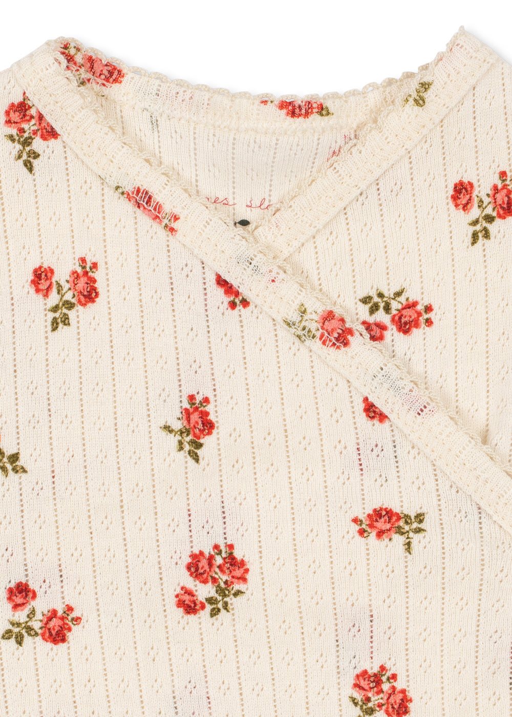 Minnie Newborn Body – Rosa Rouge – Body cache-cœur à imprimé fleuri – Coton biologique GOTS – Konges Sløjd