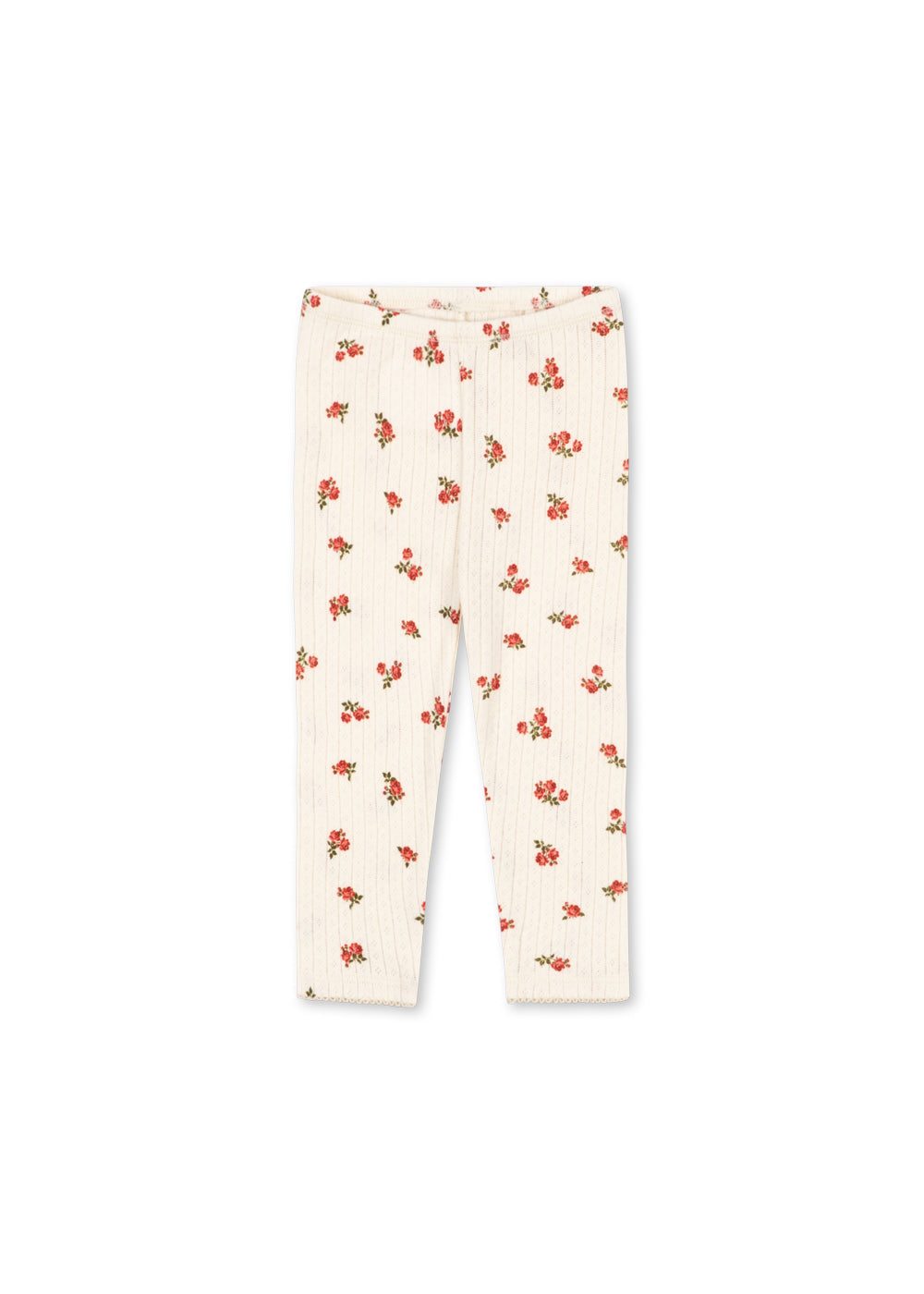 Minnie Pants – Rosa Rouge – Pantalon bébé doux fleuri – Coton bio GOTS – Konges Sløjd