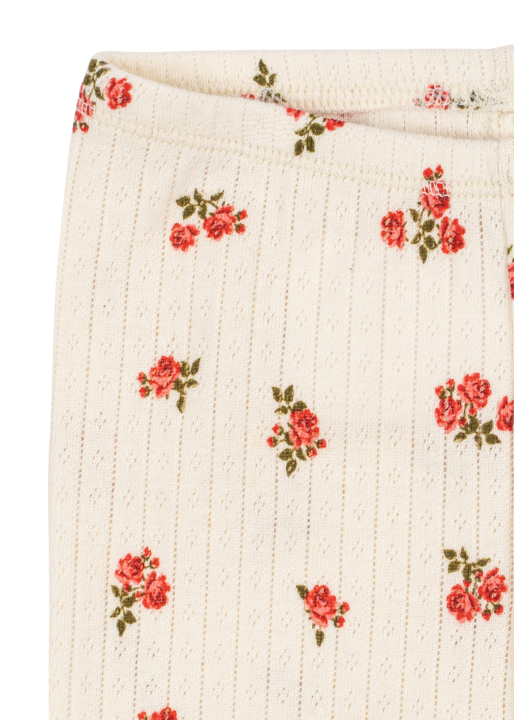 Minnie Pants – Rosa Rouge – Pantalon bébé doux fleuri – Coton bio GOTS – Konges Sløjd