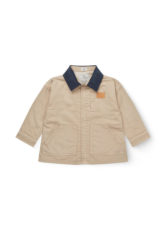 Twill jacket with corduroy collar - 100% cotton - Beige - Copenhagen Colors