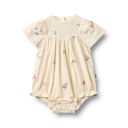 Romper Margit - Borduurde bloemen - Biolgosch katoen - Ivory/Wit - Wheat voor
