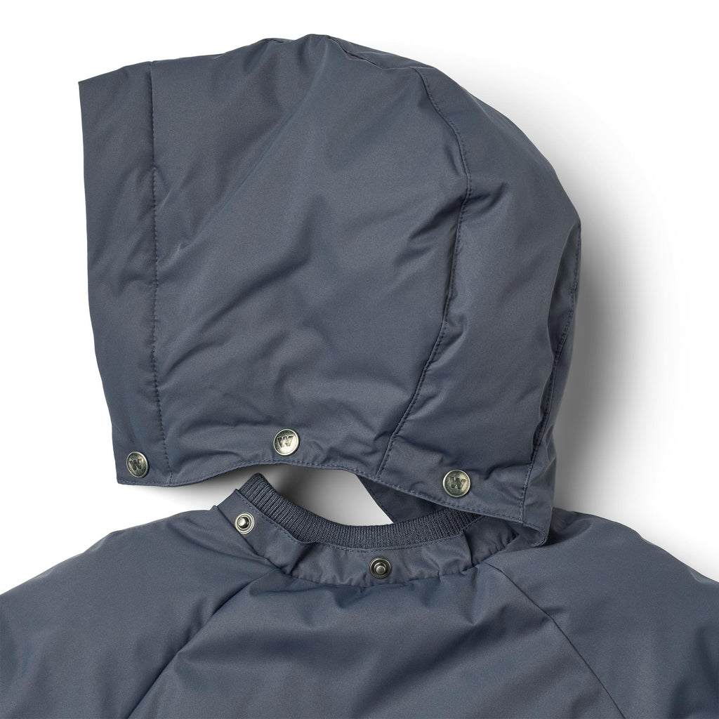 Puffer Winterjas - Waterdicht - Greyblue - Gerecycled polyester - Whet close up