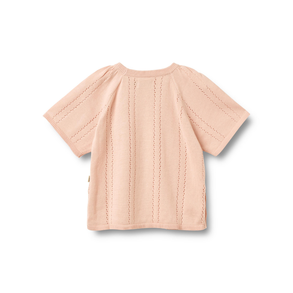 Top korte mouw - Knit Pullover S/S Vilna - Biologisch katoen - Powder/Roze - Wheat achter