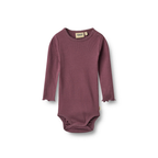Romper met lange mouwen en frill details - Eggplant - Biologisch katoen - Wheat voor