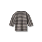 T-shirt à manches longues Ross - Rayures anthracite - Coton biologique - Dos couleur blé