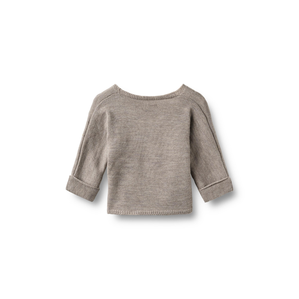 Wikkelvestje Cleo - Grey Moon - 100% merino wol - Wheat
 achter