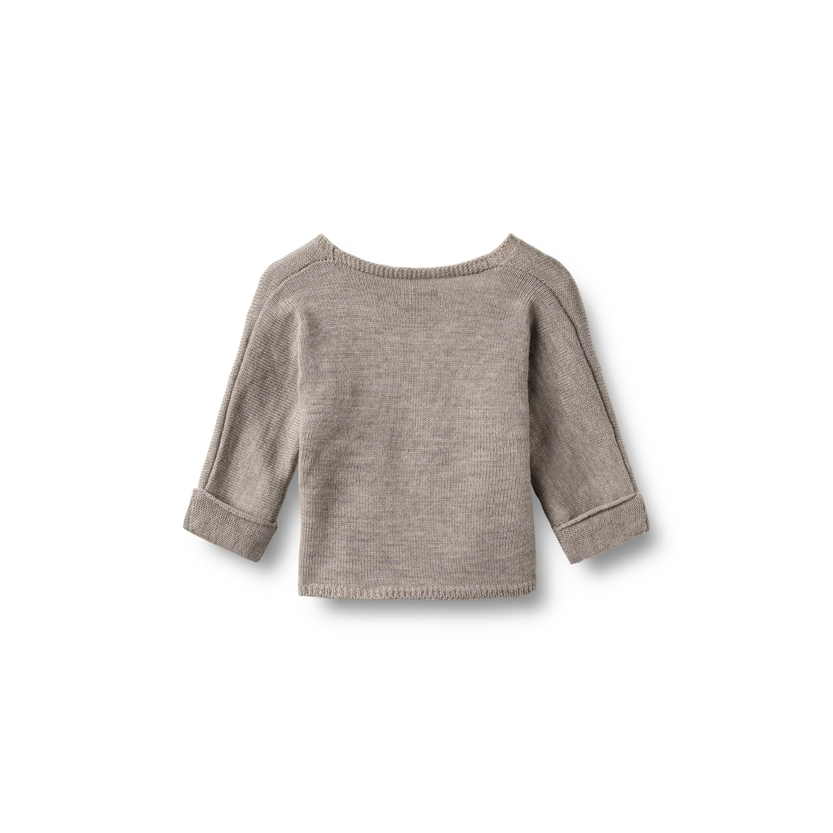 Wikkelvestje Cleo - Grey Moon - 100% merino wol - Wheat
 achter