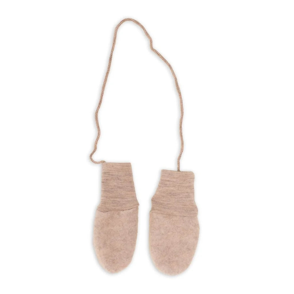 Fäustlinge mit Bindeband - Wollfleece - Cinnamon/Kaneel - Engel Natur