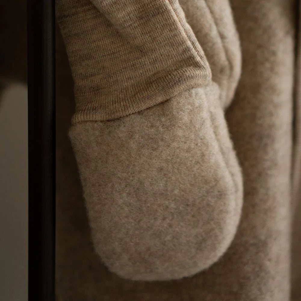 Fäustlinge mit Bindeband - Wollfleece - Cinnamon/Kaneel - Engel Natur